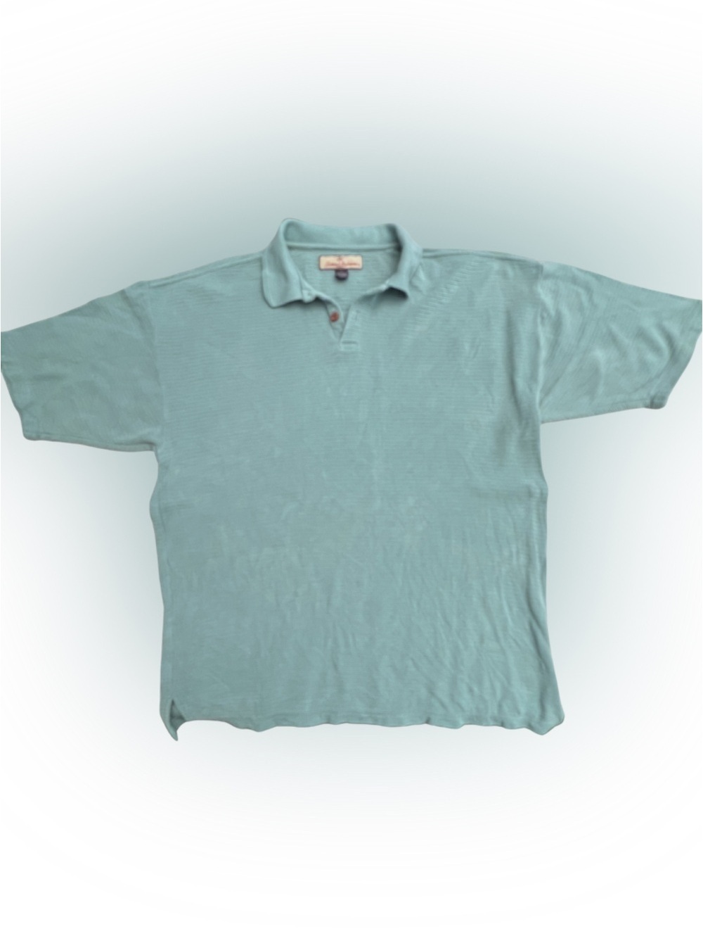 Men’s Tommy Bahama Seafoam Green Silk Cotton Blend Knit Polo Top Size L